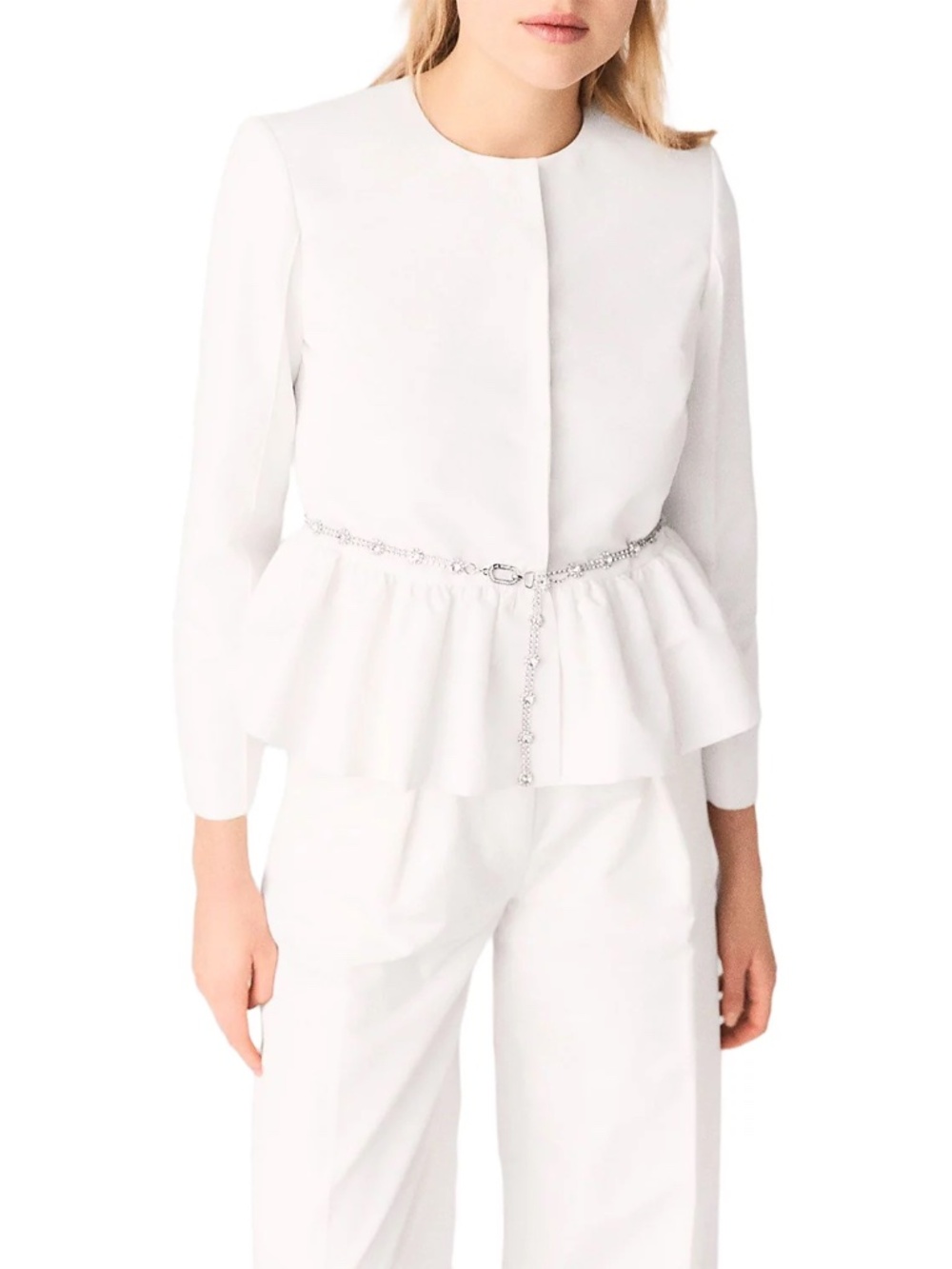 Vipalace Cropped Jacket with Embellished Belt